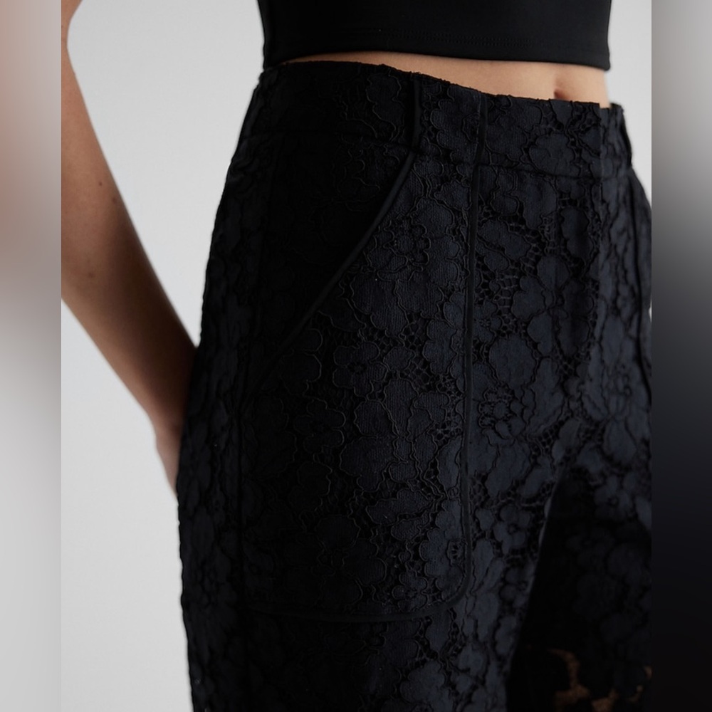 Express Black Lace Wide-Leg Trousers - Picture 3 of 9